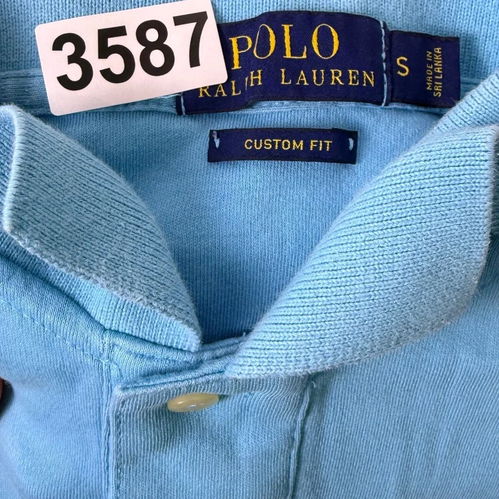 Polo Ralph Lauren Polo Shirt Men Small Blue Yellow Pony Custom Fit Cotton Preppy